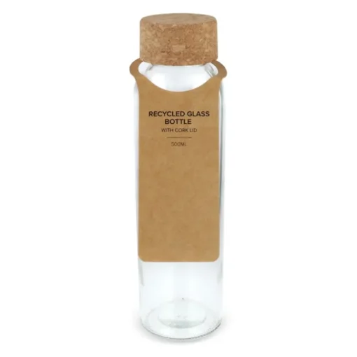 Gift Campaign Boraccia promozionale in vetro riciclato con tappo in sughero 500ml> Borracce In Vetro