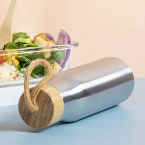 Gift Campaign Borracce acciaio inox personalizzate tappo in bambù 600ml Stylish> Borracce Di Metallo