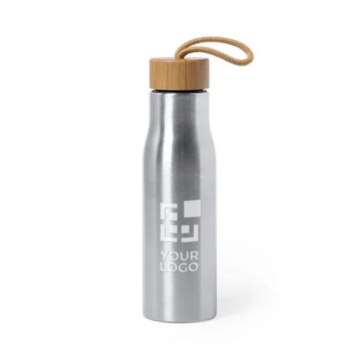 Gift Campaign Borracce acciaio inox personalizzate tappo in bambù 600ml Stylish> Borracce Di Metallo