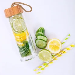 Gift Campaign Borracce in vetro personalizzabili 430ml Crystal Bamboo Clear> Gadget Ecologici|Borracce In Vetro