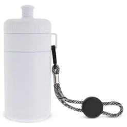 Gift Campaign Borraccia bianca BPA free con cordino e dettaglio colorato 500ml> Borracce In Plastica