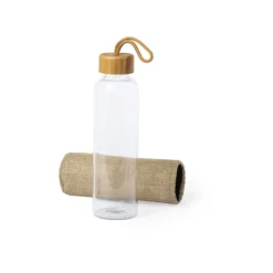 Gift Campaign Borraccia con finitura ecologica con custodia 500ml Crystal Bamboo> Gadget Ecologici|Borracce In Vetro