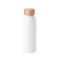Gift Campaign Borraccia con logo in alluminio opaco con tappo a vite in bambù 550ml> Borracce Di Metallo