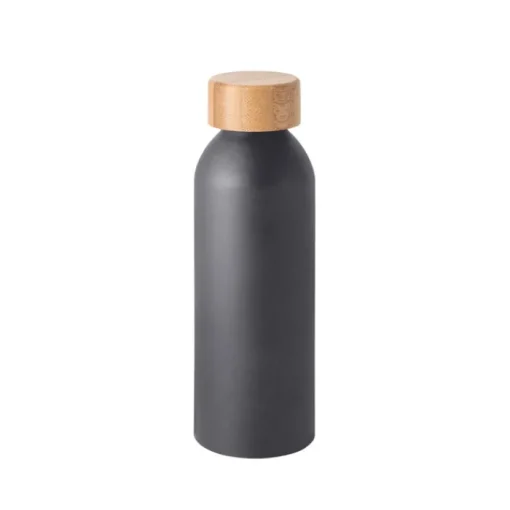 Gift Campaign Borraccia con logo in alluminio opaco con tappo a vite in bambù 550ml> Borracce Di Metallo