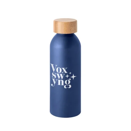 Gift Campaign Borraccia con logo in alluminio opaco con tappo a vite in bambù 550ml> Borracce Di Metallo