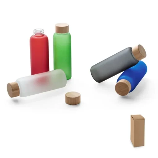 Gift Campaign Borraccia di vetro con finitura opaca e tappo in bambù da 500ml> Borracce In Vetro