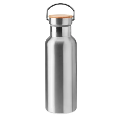Gift Campaign Borraccia in acciaio inossidabile con logo tappo in bambú da 500ml Clip> Gadget Palestra|Gadget Per L'Ufficio
