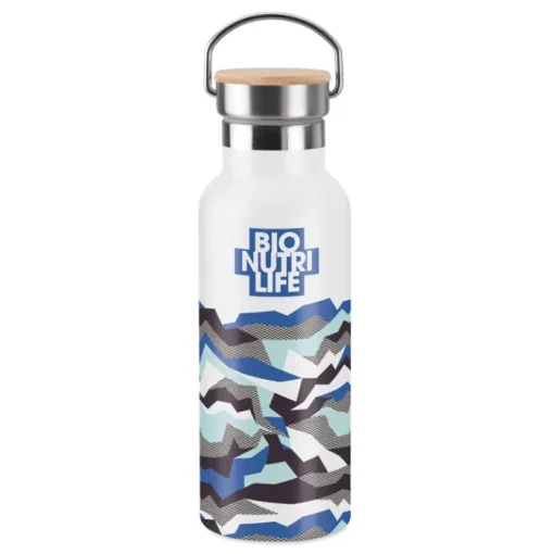 Gift Campaign Borraccia in acciaio inossidabile con logo tappo in bambú da 500ml Clip> Gadget Palestra|Gadget Per L'Ufficio
