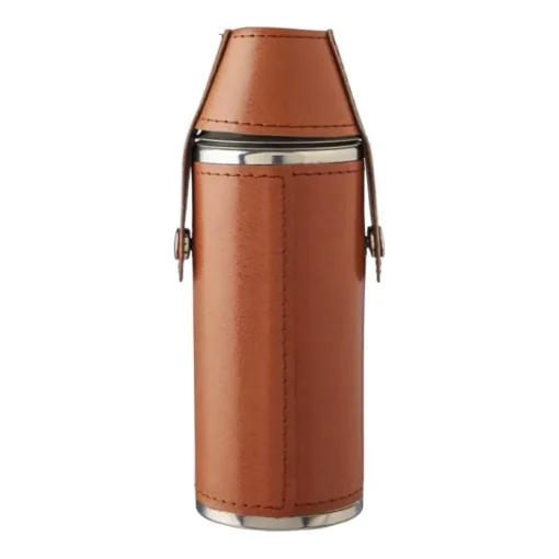 Gift Campaign Borraccia in acciaio inox con 2 bicchieri e custodia in pelle 230 ml> Borracce Di Metallo