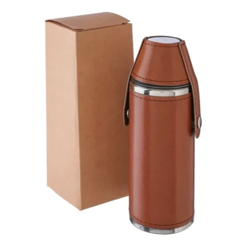 Gift Campaign Borraccia in acciaio inox con 2 bicchieri e custodia in pelle 230 ml> Borracce Di Metallo