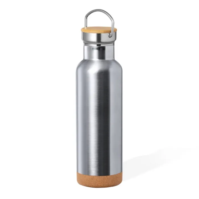 Gift Campaign Borraccia in acciaio inox con base in sughero e tappo con manico 650ml> Borracce Termiche