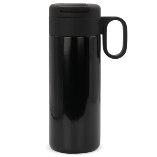 Gift Campaign Borraccia in acciaio inox con tappo incernierato nero con manico 400ml> Bicchieri Termici Personalizzati