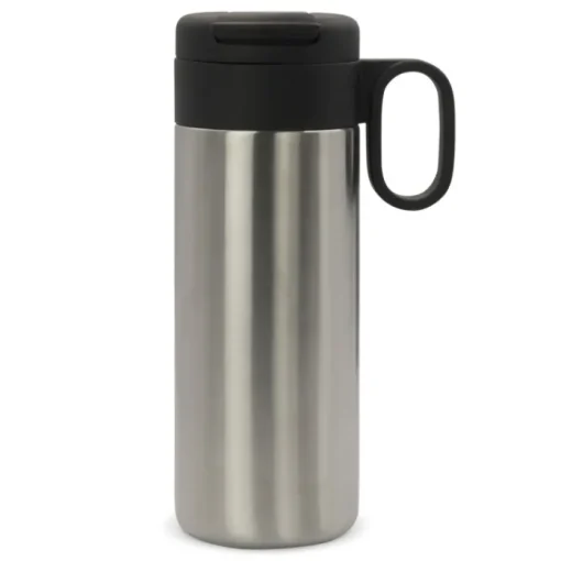 Gift Campaign Borraccia in acciaio inox con tappo incernierato nero con manico 400ml> Bicchieri Termici Personalizzati
