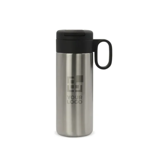 Gift Campaign Borraccia in acciaio inox con tappo incernierato nero con manico 400ml> Bicchieri Termici Personalizzati