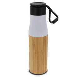 Gift Campaign Borraccia in acciaio inox con rivestimento in bambù e laccetto 500ml> Borracce Di Metallo
