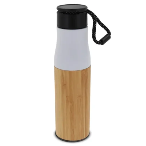 Gift Campaign Borraccia in acciaio inox con rivestimento in bambù e laccetto 500ml> Borracce Di Metallo