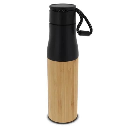 Gift Campaign Borraccia in acciaio inox con rivestimento in bambù e laccetto 500ml> Borracce Di Metallo