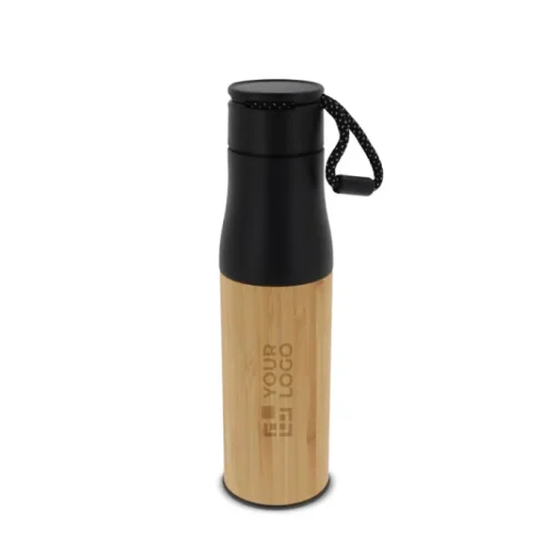 Gift Campaign Borraccia in acciaio inox con rivestimento in bambù e laccetto 500ml> Borracce Di Metallo