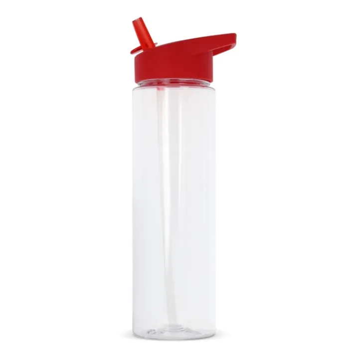 Gift Campaign Borraccia in rPET trasparente con tappo colorato e cannuccia 600ml> Borracce In Plastica