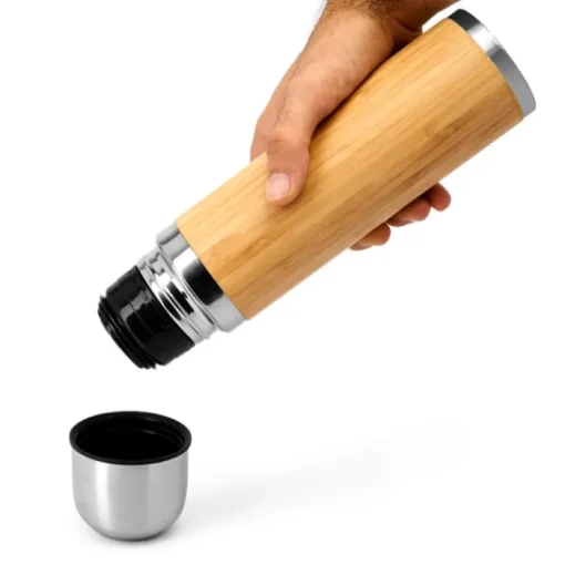 Gift Campaign Borraccia termica in acciaio con rivestimento in bambù da 420ml> Borracce Termiche
