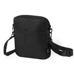 Gift Campaign Borsa a tracolla nera in poliestere RPET 600D con tasca frontale> Borse Da Viaggio