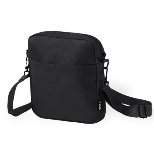 Gift Campaign Borsa a tracolla nera in poliestere RPET 600D con tasca frontale> Borse Da Viaggio
