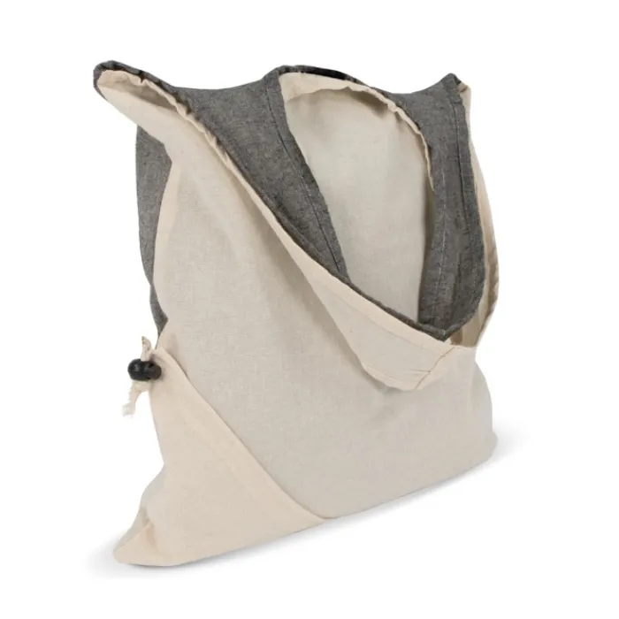 Gift Campaign Borsa bicolore di cotone riciclato OEKO-TEX pieghevole da 140 g/m2> Shopper In Cotone Personalizzate