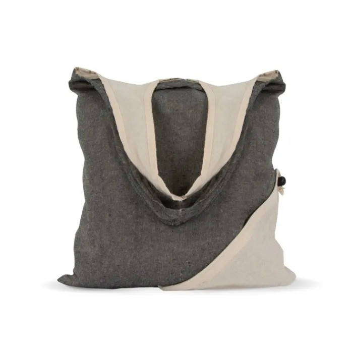 Gift Campaign Borsa bicolore di cotone riciclato OEKO-TEX pieghevole da 140 g/m2> Shopper In Cotone Personalizzate