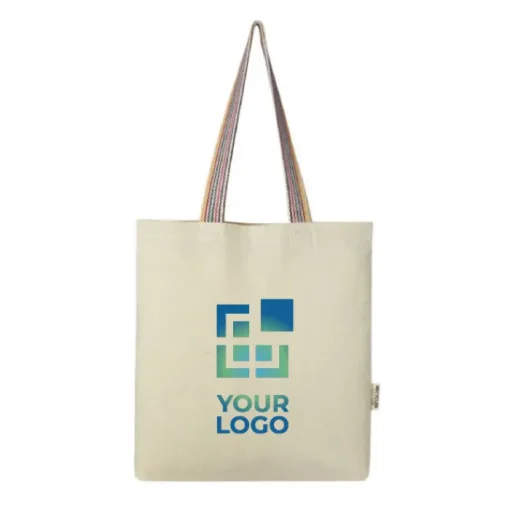 Gift Campaign Borsa con logo dai manici a fantasia arcobaleno 180 g/m2 Tote Rainbow> Tote Bag Personalizzate|Shopper In Cotone Personalizzate