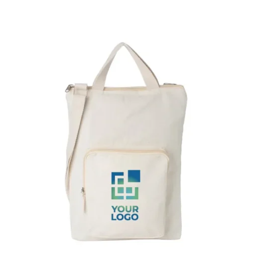 Gift Campaign Borsa con tasca frontale e tracolla in cotone da 340 g/m2> Shopper In Cotone Personalizzate