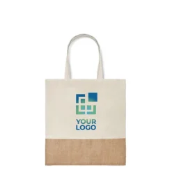 Gift Campaign Borsa cotone personalizzata con fondo in finta juta 160 g/m2 Natural> Tote Bag Personalizzate|Shopper In Cotone Personalizzate