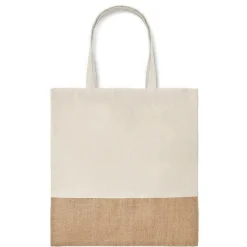 Gift Campaign Borsa cotone personalizzata con fondo in finta juta 160 g/m2 Natural> Tote Bag Personalizzate|Shopper In Cotone Personalizzate