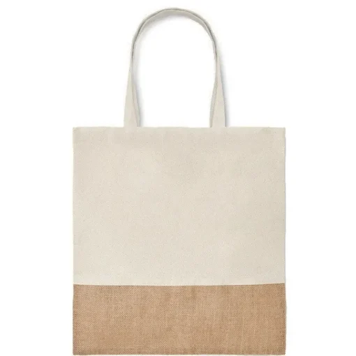 Gift Campaign Borsa cotone personalizzata con fondo in finta juta 160 g/m2 Natural> Tote Bag Personalizzate|Shopper In Cotone Personalizzate