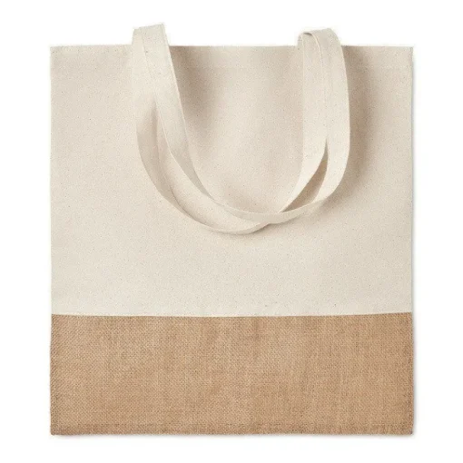 Gift Campaign Borsa cotone personalizzata con fondo in finta juta 160 g/m2 Natural> Tote Bag Personalizzate|Shopper In Cotone Personalizzate