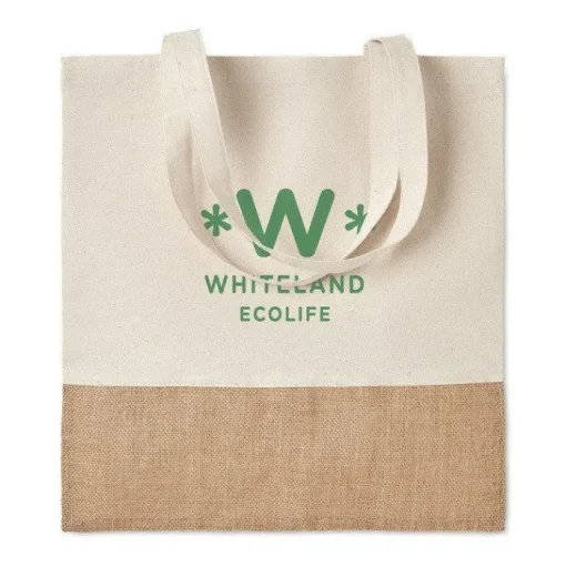 Gift Campaign Borsa cotone personalizzata con fondo in finta juta 160 g/m2 Natural> Tote Bag Personalizzate|Shopper In Cotone Personalizzate