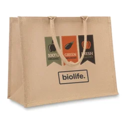 Gift Campaign Borsa da mare personalizzata con manici corti di cotone Juta Shop></noscript> Borse In Juta|Borse Di Tela Personalizzate