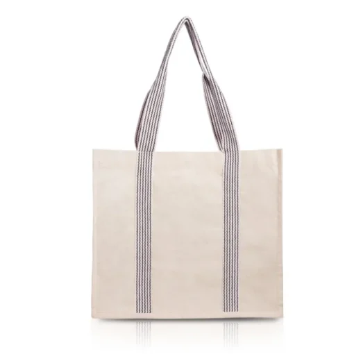 Gift Campaign Borsa dai manici lunghi colorati a righe in cotone naturale 300 g/m2> Shopper In Cotone Personalizzate