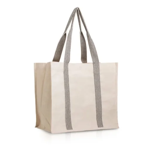 Gift Campaign Borsa dai manici lunghi colorati a righe in cotone naturale 300 g/m2> Shopper In Cotone Personalizzate