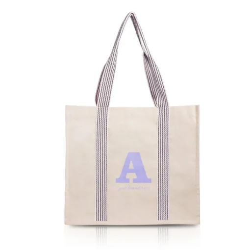 Gift Campaign Borsa dai manici lunghi colorati a righe in cotone naturale 300 g/m2> Shopper In Cotone Personalizzate