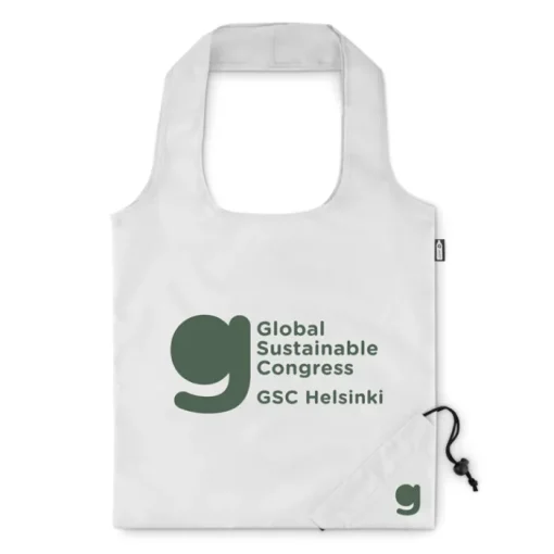 Gift Campaign Borsa di plastica riciclata ripiegabile per la spesa Strawberry RPET> Borse Di Tela Personalizzate