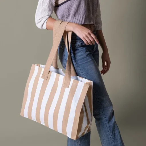 Gift Campaign Borsa grande in cotone riciclato con righe verticali> Shopper In Cotone Personalizzate