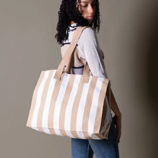 Gift Campaign Borsa grande in cotone riciclato con righe verticali> Shopper In Cotone Personalizzate
