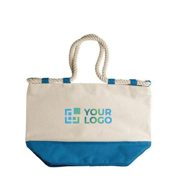 Gift Campaign Borsa in canvas da 380g/m2 con base colorata e manici in corda> Borse Per La Spesa
