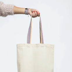 Gift Campaign Borsa in cotone con soffietto inferiore e manici colorati 180 g/m2></noscript> Shopper In Cotone Personalizzate