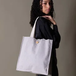 Gift Campaign Borsa in cotone effetto mélange con bottone di chiusura> Shopper In Cotone Personalizzate