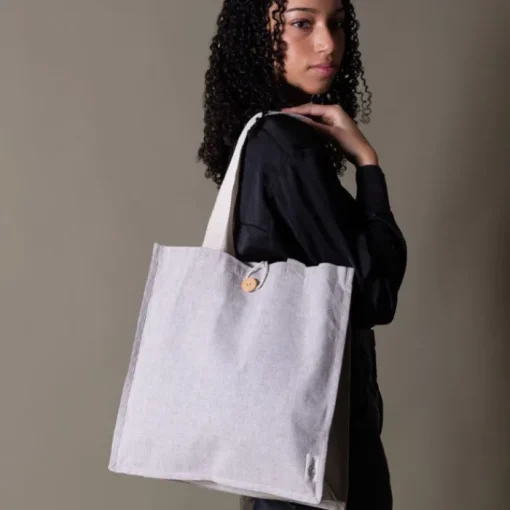 Gift Campaign Borsa in cotone effetto mélange con bottone di chiusura> Shopper In Cotone Personalizzate