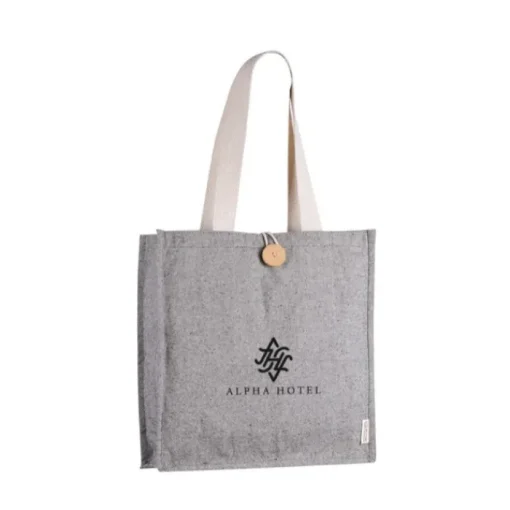 Gift Campaign Borsa in cotone effetto mélange con bottone di chiusura> Shopper In Cotone Personalizzate