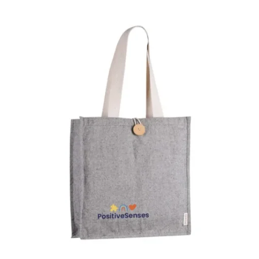Gift Campaign Borsa in cotone effetto mélange con bottone di chiusura> Shopper In Cotone Personalizzate
