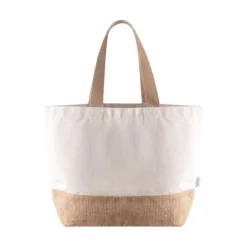 Gift Campaign Borsa in cotone riciclato da 320 g/m2 con base e manici in iuta> Borse Per La Spesa|Borse In Juta