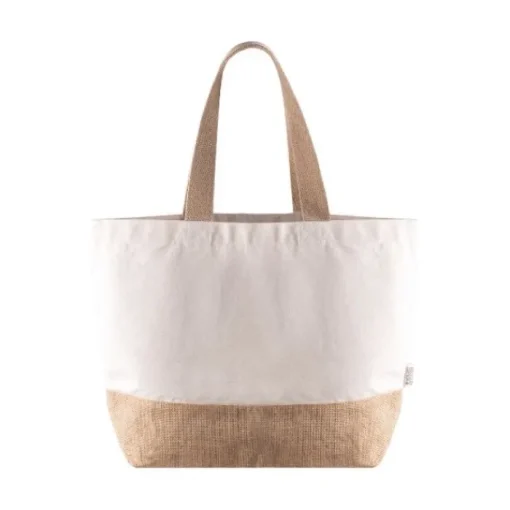 Gift Campaign Borsa in cotone riciclato da 320 g/m2 con base e manici in iuta> Borse Per La Spesa|Borse In Juta